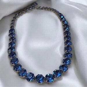 ALBERT WEISS Bright Blue Austrian Crystal Choker Necklace
